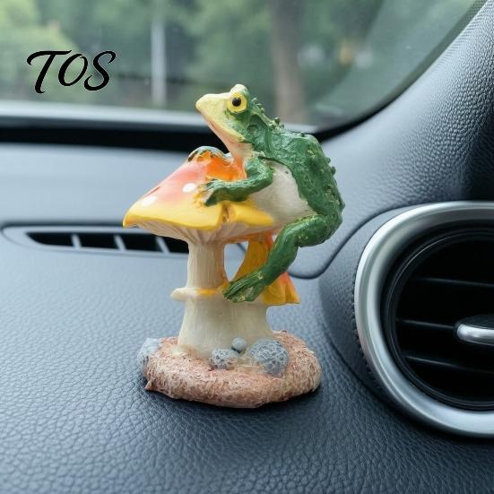 Durable Resin Ornaments for Miniature Gardens Frog on Mushrooms Figurine, DIY Micro Landscape Bonsai Ornament, Small Decorative Accents Potted Plants
