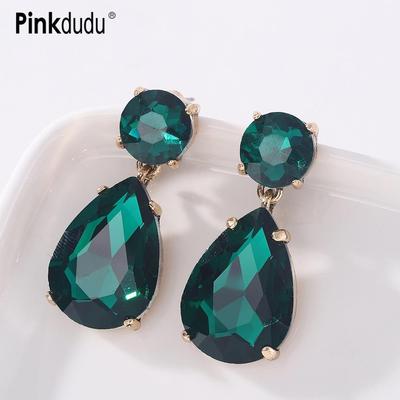 Tropfenförmigen Legierung Eingelegten Glas Bohrer Ohrringe Weiblichen Einfachen Stil 7 Farbe Stud Ohrringe Schmuck Geschenke PD593