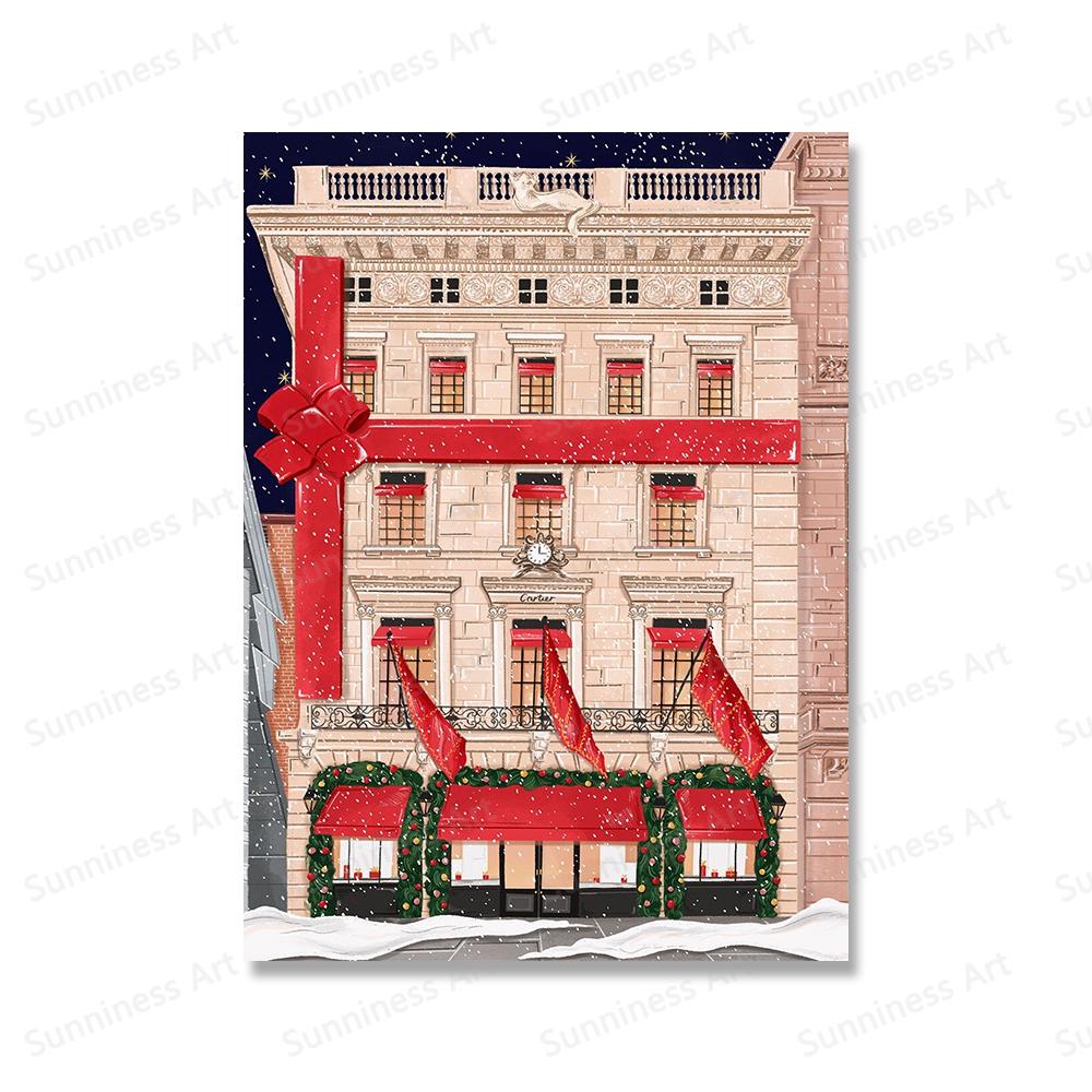 Christmas Gift Travel London Paris Prague Wall Art Canvas Painting Holiday Cottage Posters and Prints for Living Room Home Decor