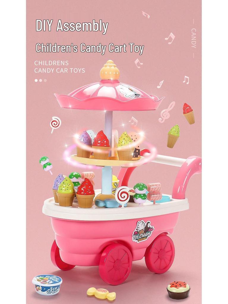 Children's Ice Cream Handcart & Music Toy Set - Ice Cream Machine & Motorcycle Role Play