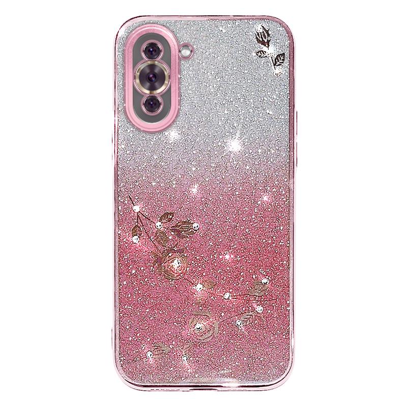 KADEM Flower Pattern Glitter Powder TPU Case for Huawei Nova 10 4G,Rhinestone Gradient Color Protective Phone Cover