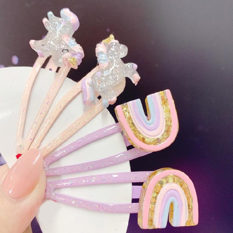 2 Stück Glitzer-Haarspangen mit Blumen- und Kuchenmotiven Haarnadel Cartoon Kinder-Haarschmuck für Mädchen zum täglichen Tragen