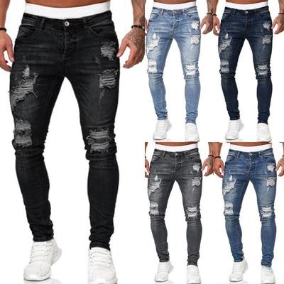 2023 European-American Style Men's Slim-Fit Ripped Jeans - Youth Casual