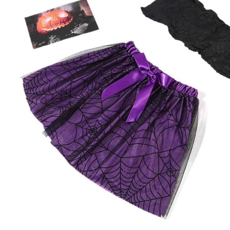 2Pcs Spiders Tutus Skirt with Spiders Headbands Set Halloween Spiders Costume Accessories