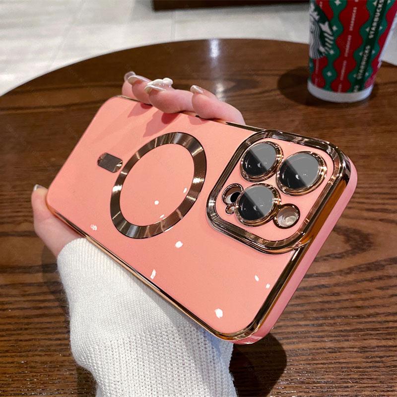 Luxury Plating For Magsafe Magnetic Case For Apple iPhone 15 14 13 12 11 Pro Max 14 15 Plus Wireless Charging Cover Accessories