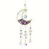Moon Suncatcher Crystal Wind Chime Gold Moon Metal Hanging Pendant Diamond Rainbow Sun Catcher Window Car Hanging Garden Decor