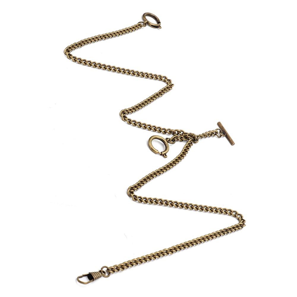 Bronze Vintage Pocket Watch Chain 3 Hook T Bar Classic Antique Present  Vest Chain
