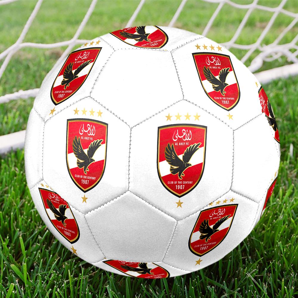 Al Ahly SC Soccer Ball, Colorful, Suitable for All Ages, Machine-stitched, PVC Material, Competition Grade, Durable and High Bounce