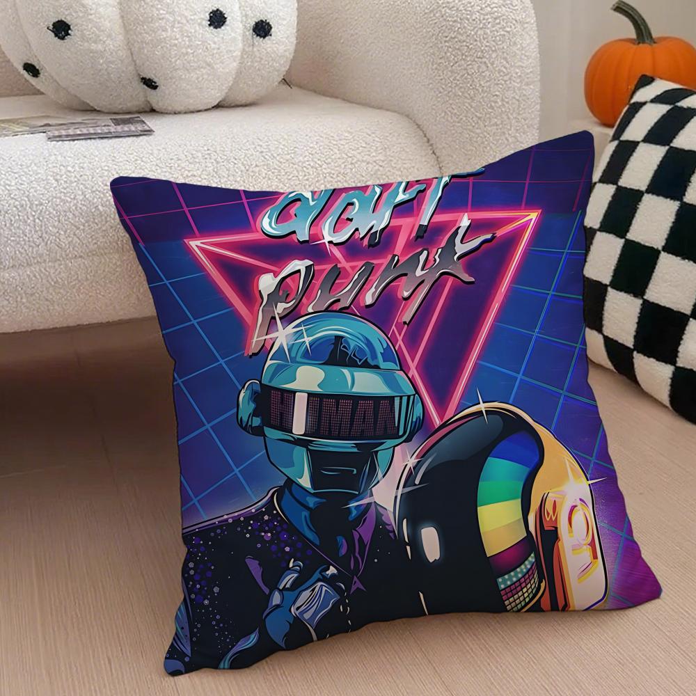 DDaft PPunk Band Cushion Cover Throw Pillow Cover Hidden Button Durable Polyester Chair Cushion