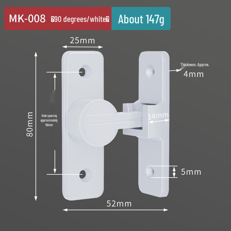 Punch-Free 90° Sliding Door Latch & Lock for Barn, Bathroom, or Toilet Doors