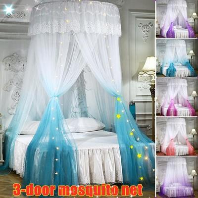 Été nouveau luxe trois portes moustiquaire princesse élégant literie rideaux dôme suspendu literie auvent dégradé bicolore anti insecte tente