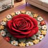 Floral Patterned Bathroom Diatomaceous Earth Absorbent Quick Sunflower Area Rug 3D Dry Plush Floor Decoration