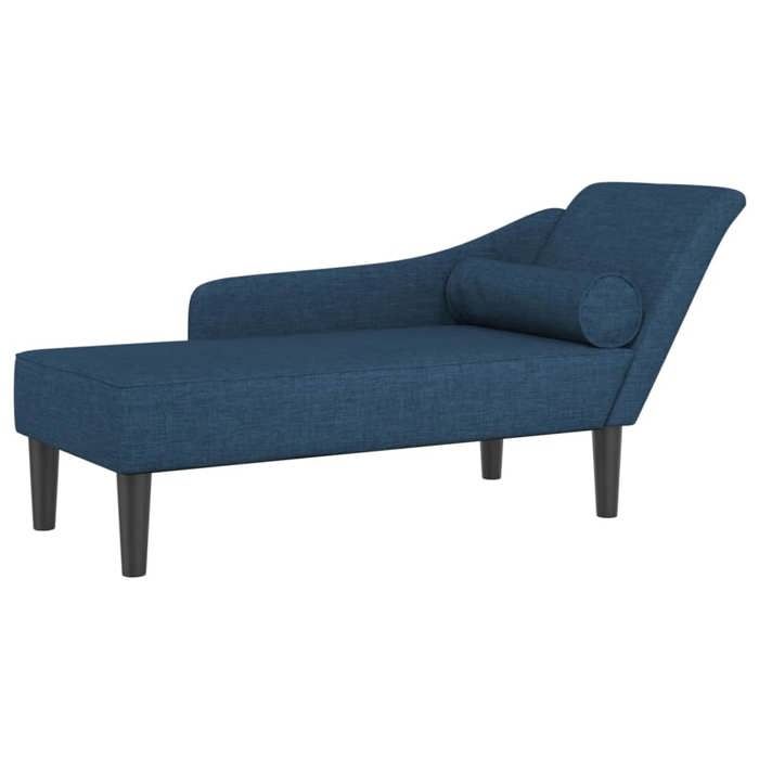 VidaXL Chaise longue avec coussins bleu tissu, canapé rembourré, canapé pour chambre à coucher, canapé à 2 places, canapé, 4007603