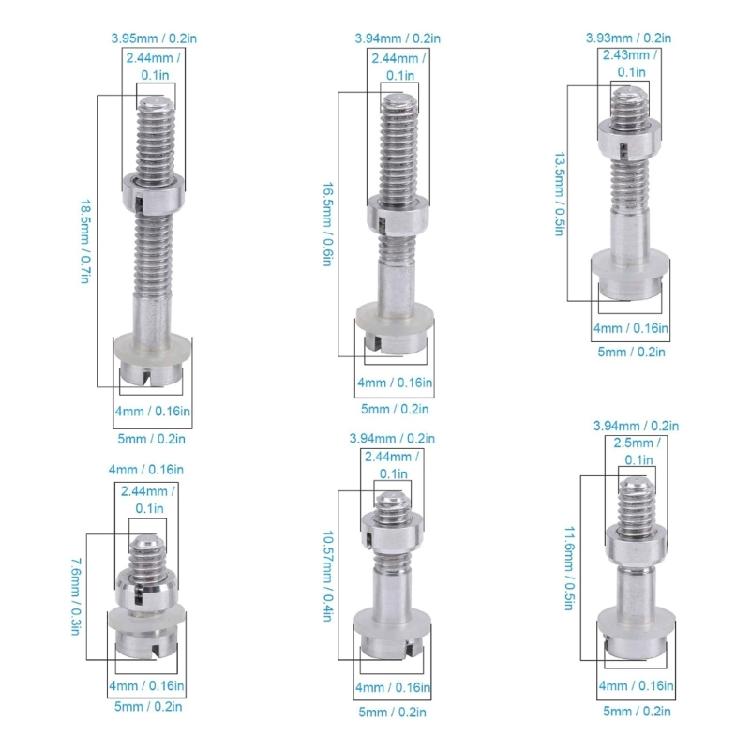 6Pieces Multifuntional Turntable Cartridge Assembly Set Metal Screw Bolts with Nuts and Washers Turntable Component