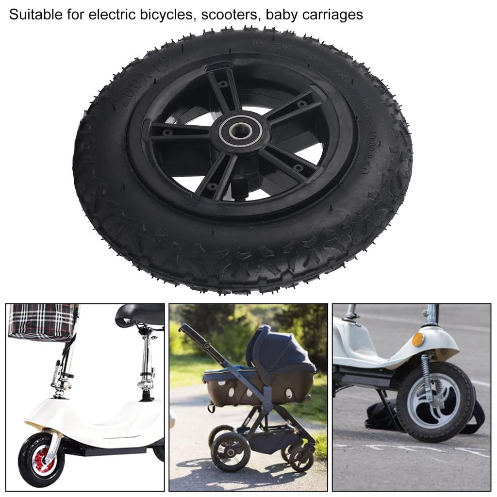 Ongwan Electric Scooter Wheel Hub and Tire Set, 200x40 Rubber Inflation Tire with Wheel Hub, 8-Inch Replacement Tire