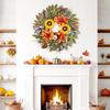 Wreath Front Door 24IN Autumn Maple Leaves Wreaths Fall Harvest Door Wreaths with Pumpkin Large Door Wreath for Thanksgiving Halloween Farmhouse