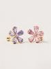 Minimalpiercing 14K Big Flower Color Cubic Piercing Earrings