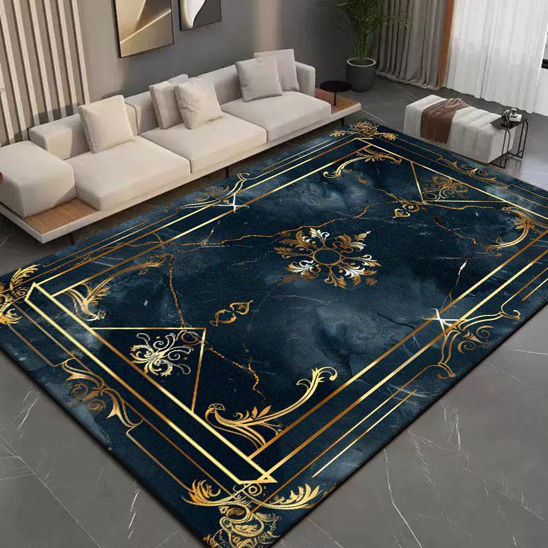 Luxury Large Carpets Living Room Black Gold Decoration Home Sofa Rugs Lounge Bedroom Coffee Tables Anti-skid Floor Mats Washable