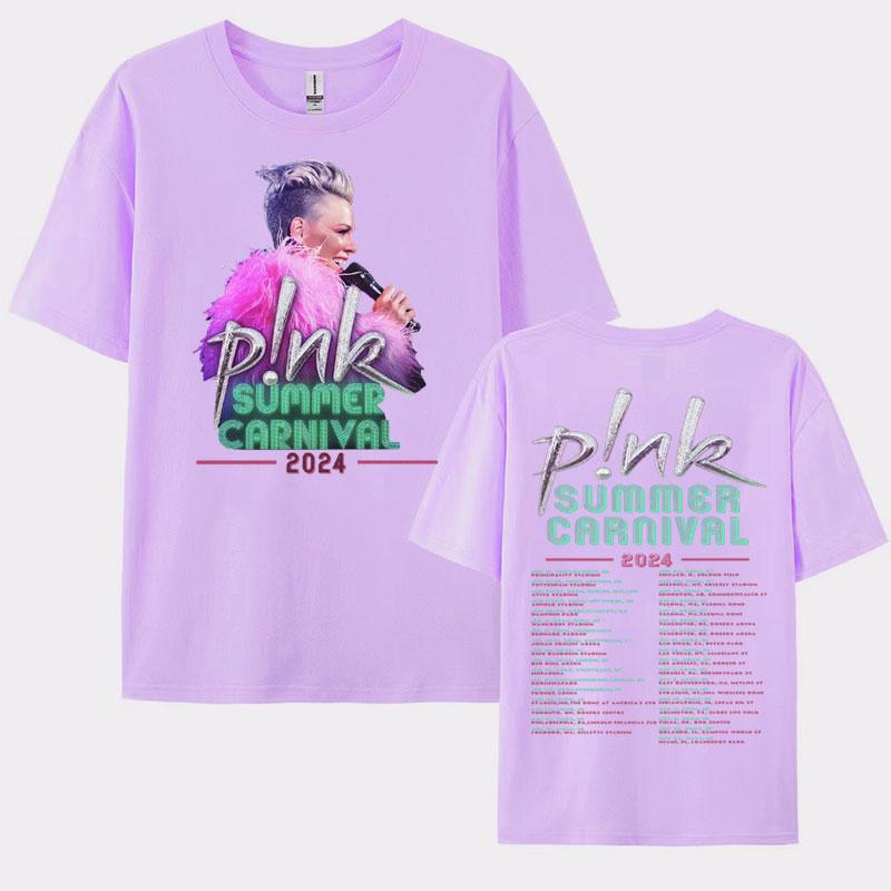 Pnk Pink Singer Summer Carnival 2024 Festival WORLD Tour Tee Shirt Womens Men Clothing Aesthetics Oversized Tshirt Streetwear