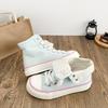 Fresh Women Canvas Shoes High Flat Canvas Sneakers Lace Up Student Black Sport Shoes Pink Girls Shoe Summer