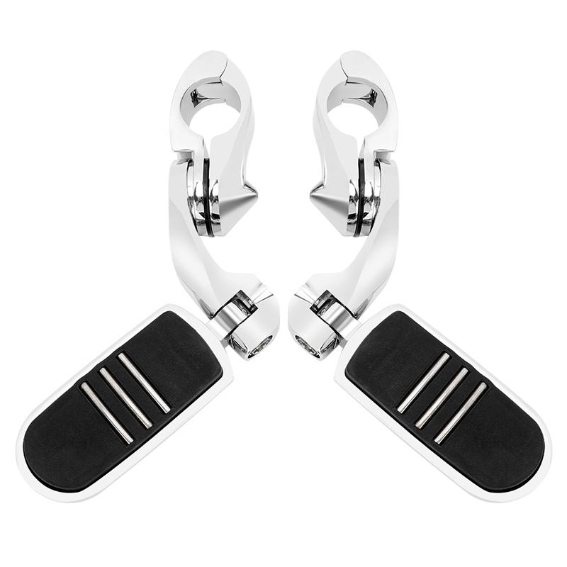 1.25" Highway Footpegs Short Angled Adjustable Highway Pegs W/1-1/4" Engine Guard Chrome for Harley Honda Kawasaki Suzuki Yamaha