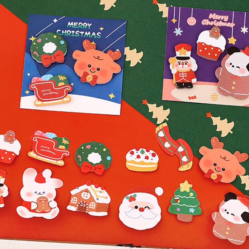 60Sheets Cartoon Christmas Sticky Notes Cute Shaped Memo Pad Christmas Gift Decoration Self-Adhesive Bookmarks School Supplies