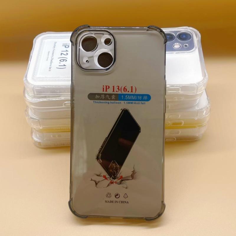 New iphone16 transparent mobile phone case apple 15/14/13 promax four corners anti-drop fine hole all-inclusive soft case