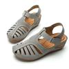 Ladies' Casual Wedge Sandals | Round Toe Hollow Design | Middle Heel, Breathable and Comfortable | All Season | Durable Sole | Shoes, Lace Up Sandals