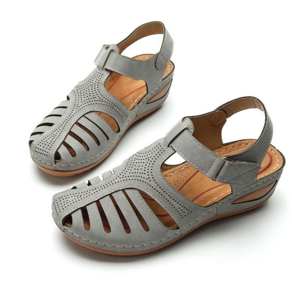 Ladies' Casual Wedge Sandals | Round Toe Hollow Design | Middle Heel, Breathable and Comfortable | All Season | Durable Sole | Shoes, Lace Up Sandals