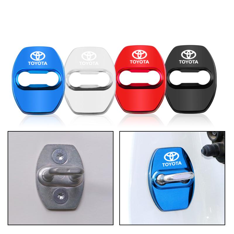 4pcs Car Door Lock Cover Protection Case  For Toyota GRsport Crown Hilux Aygo Yaris Corolla Rav4 CHR Auris Cruiser Sticker