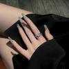 Zircon Black Sophisticated Ring For Women Unique Adjustable Style Geometric