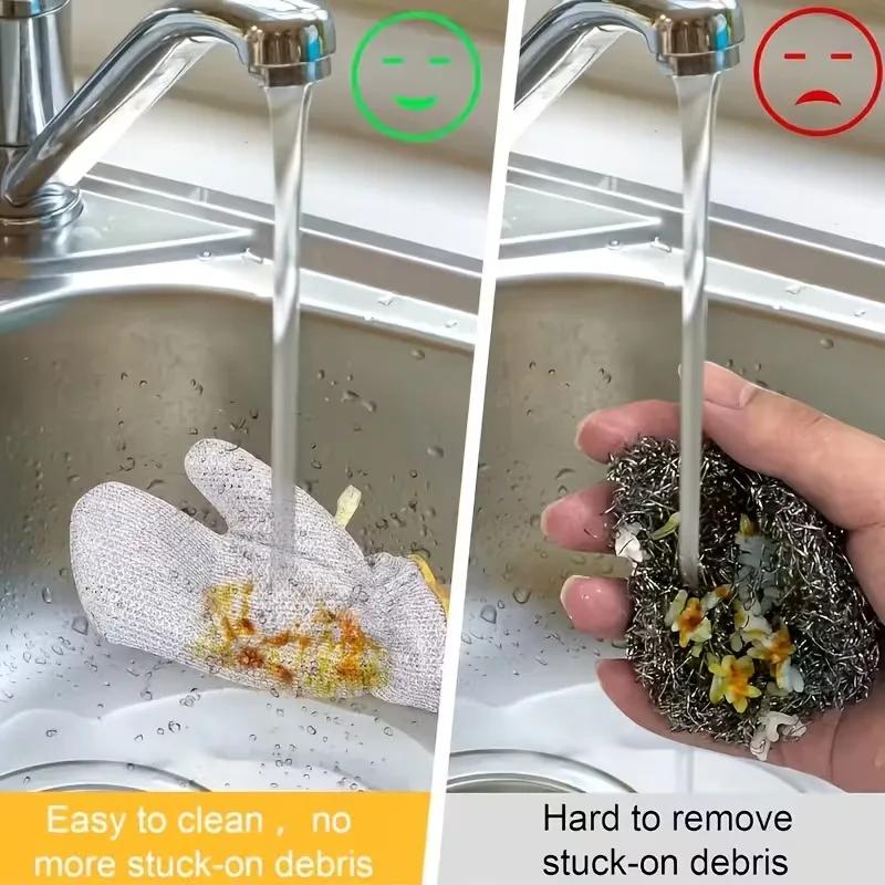 1-20PCS Wire Dishwashing Gloves Scouring Cleaning Ball Heat Resistant Oil Removal Multifunction Kitchen Cleaning Tool