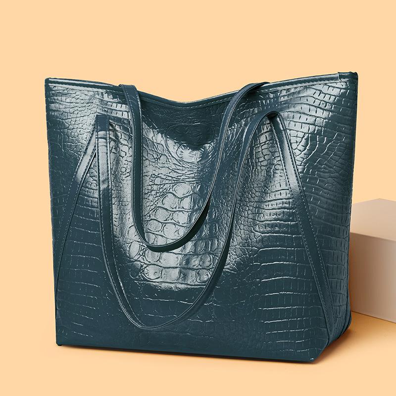 European and American retro bags women's new large-capacity crocodile pattern tote bag texture casual versatile commuter shoulder bag