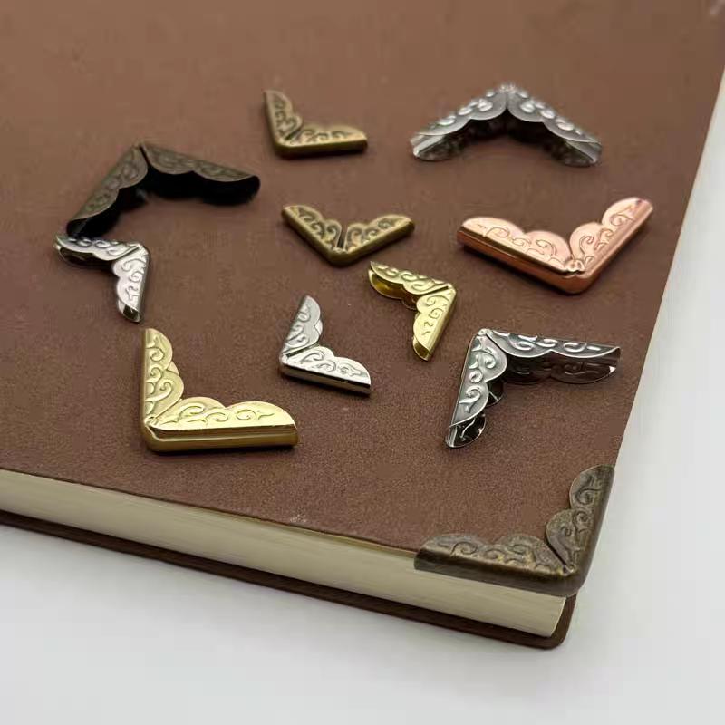 Antique Bronze Cross-Stitch Corner Protectors – DIY Scrapbooking Embellishments for Cards & Photo Albums, Vintage Floral Paper