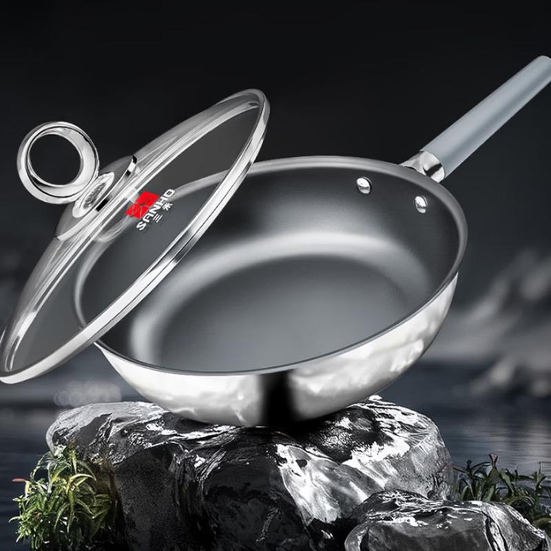 Sanhe 0-Coating Titanium Stainless Steel Frying Pan