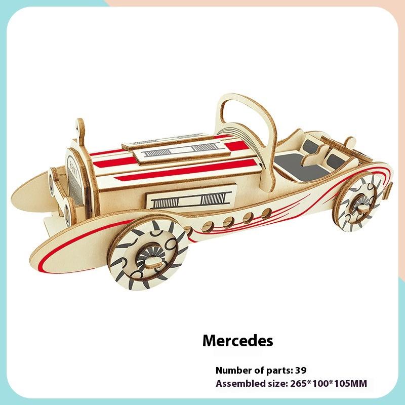 Children's Wooden 3D Puzzle Car Model Ornaments DIY Children's Educational Handmade Toys