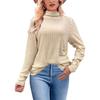 Women's Fashion  Casual Autumn Winter Solid Color Print Long Sleeve Half Turtleneck Blouses & Shirts