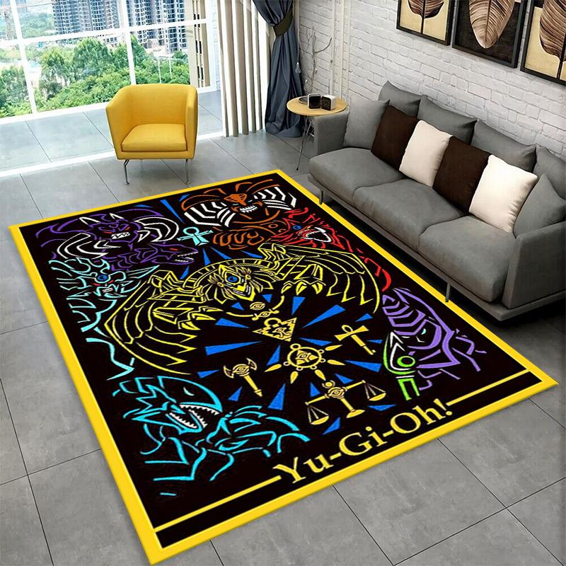Yu-Gi-Oh Monster Card Cartoon Anime Carpet Rug for Bedroom Living Room Sofa Doormat Home Decor,Kid Game Area Rug Non-slip Gift