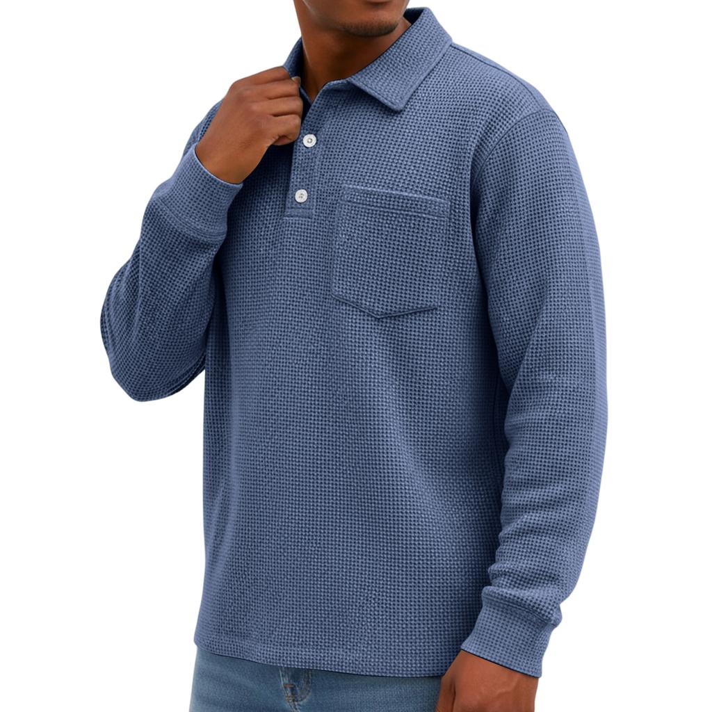Men's Knit Casual Pocket Collar Pullover , Long Sleeve Daily Wear