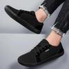 Herrenschuhe und Sportschuhe, breite Zehenpartie, barfuß, lässig, Übergröße, breiter Leisten, modisch, Canvas, schwarz, Brettschuhe mit flacher Sohle