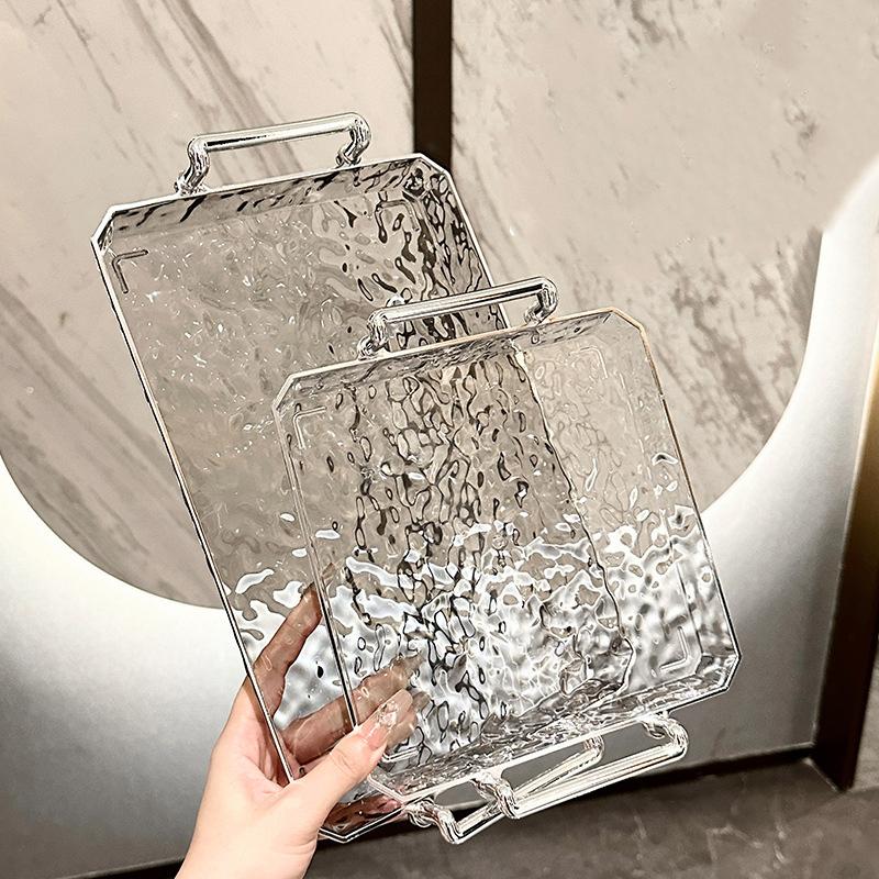 Akrylový podnos Obdélníkový podnos s držadly Domácí čajový podnos Prkénko Dezert Jídlo Domácí obývací pokoj Podnosy na sklenice na vodu Stolní dekorace