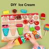 Wooden Ice Cream Toys, Playing House Toy, DIY Ice Cream Game, Parent-child Interactive Board Games, Gifts For Boys And Girls