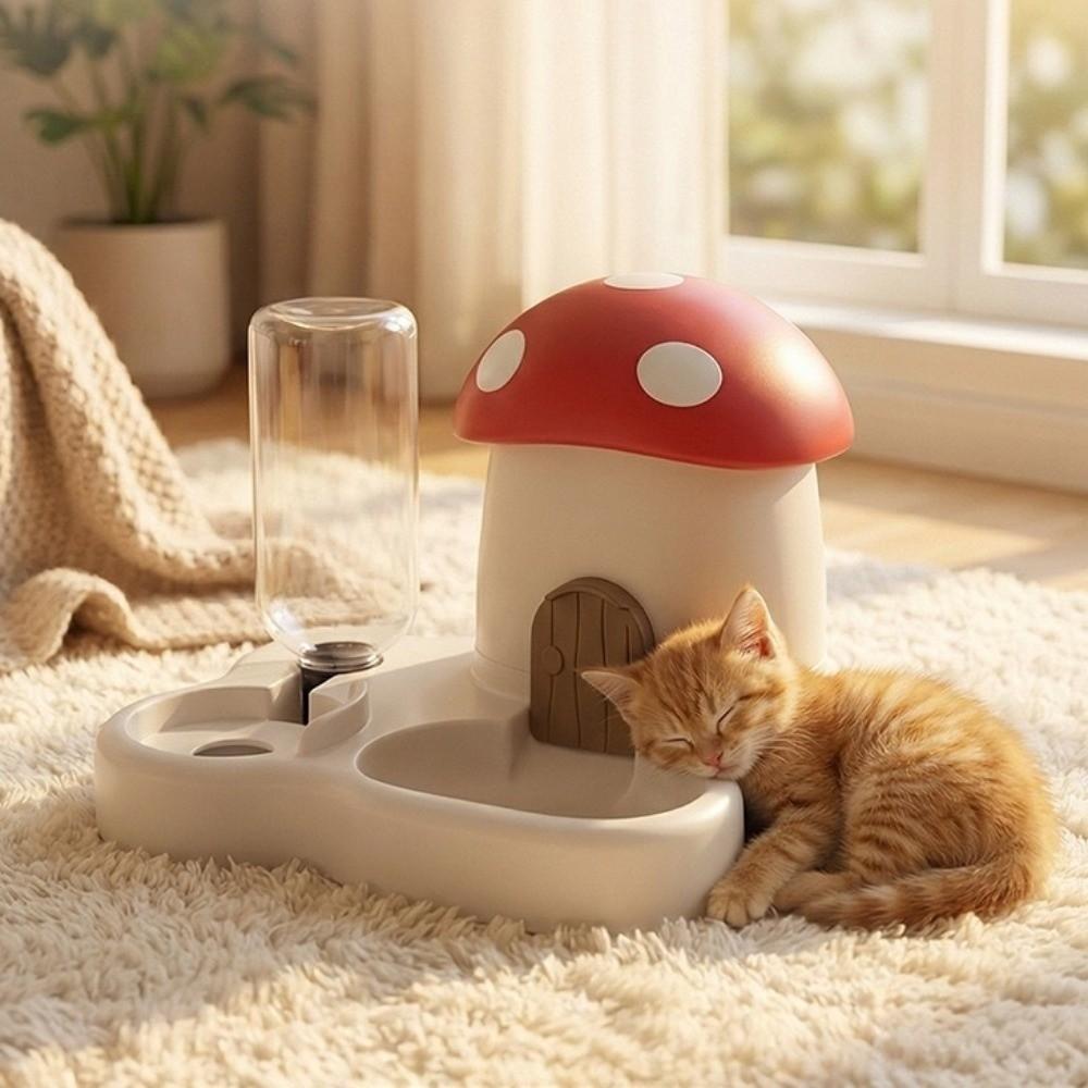 2-in-1 Cat Food Dispenser Gravity System Pet Food Water Set New Dog Feeding Station Home Use