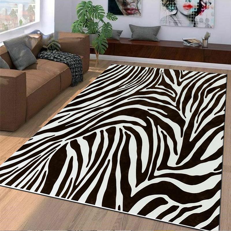 Zebra Stripe Pattern Carpet Non-slip Rug Suitable for Living Room and Bedroom Sofas