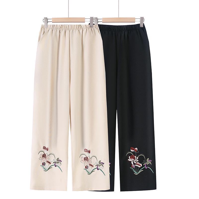 Mom's Spring Casual Elastic Waist Straight-Leg Pants for Middle-Aged & Elderly Women