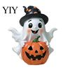 Creative Holiday Gifts for Friends Halloween Ghost Decoration, Holding Pumpkin Resin Figurine with Witch Spooky Table Ornaments Hat, Cute Tabletop