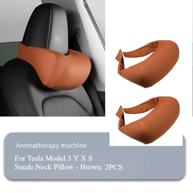 For Tesla Model 3 Y X S Neck Pillow Headrest Pillow Suede Seat Headrest Cushion Auto Seat Head Support New ModelY Accessories