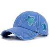 Cross-border PVC Wash Cap Baseball Cowboy Hat Horsetail Broken Hole Five-Pointed Star European American Tide Bend Sunscreen