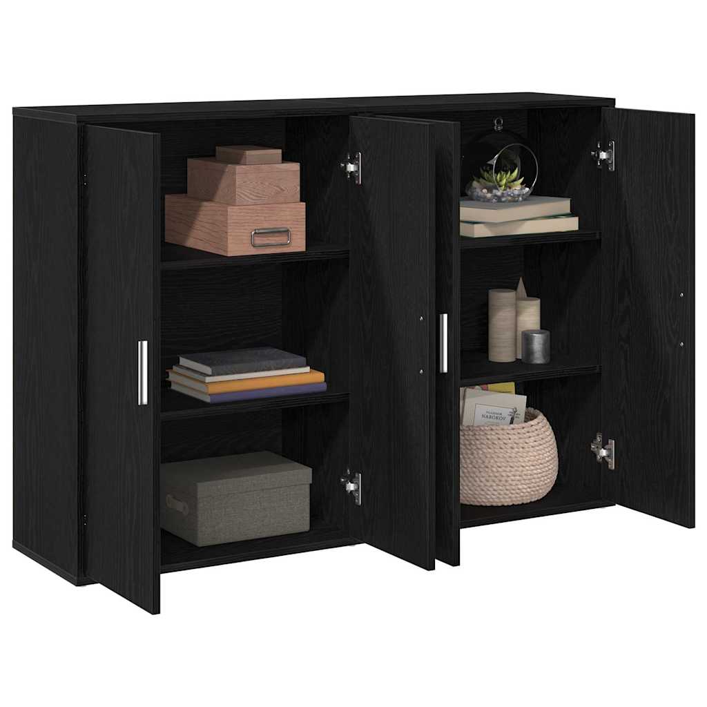 Sideboard 2 pcs Black Oak Effect 60 x 31 x 84 cm