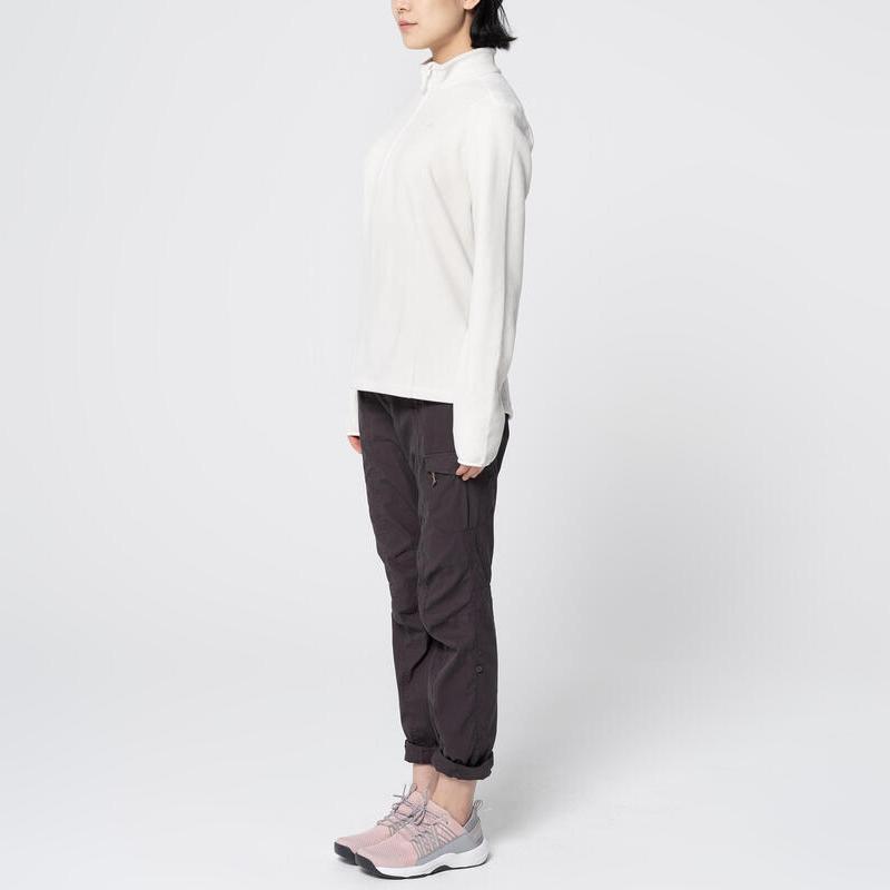 DECATHLON QUECHUA MH100 Mountain Hiking Plus Fleece Jacket Women's Moonrock Grey/Beige White